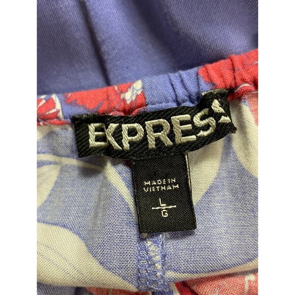 Express Vintage Floral Ruffle Blue Dress Size Large Boho western Feminine Sexy - Picture 5 of 8